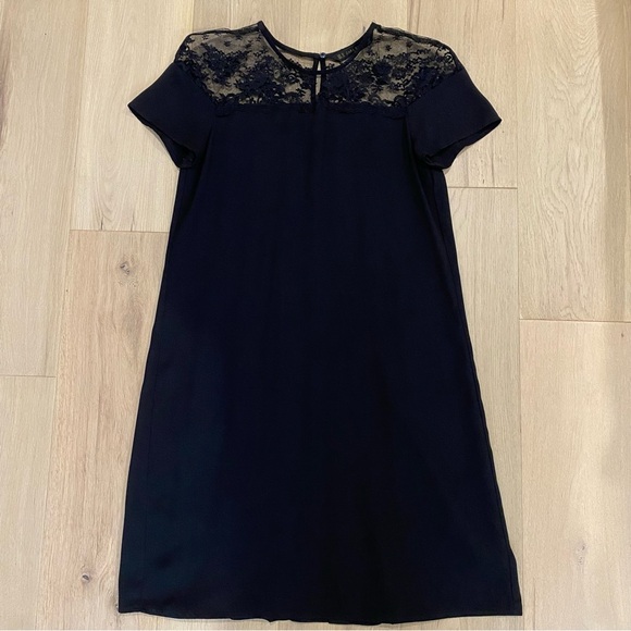 Zara | Black Lace Accent Pleated Sheath Dress xs 🖤 - Picture 3 of 12
